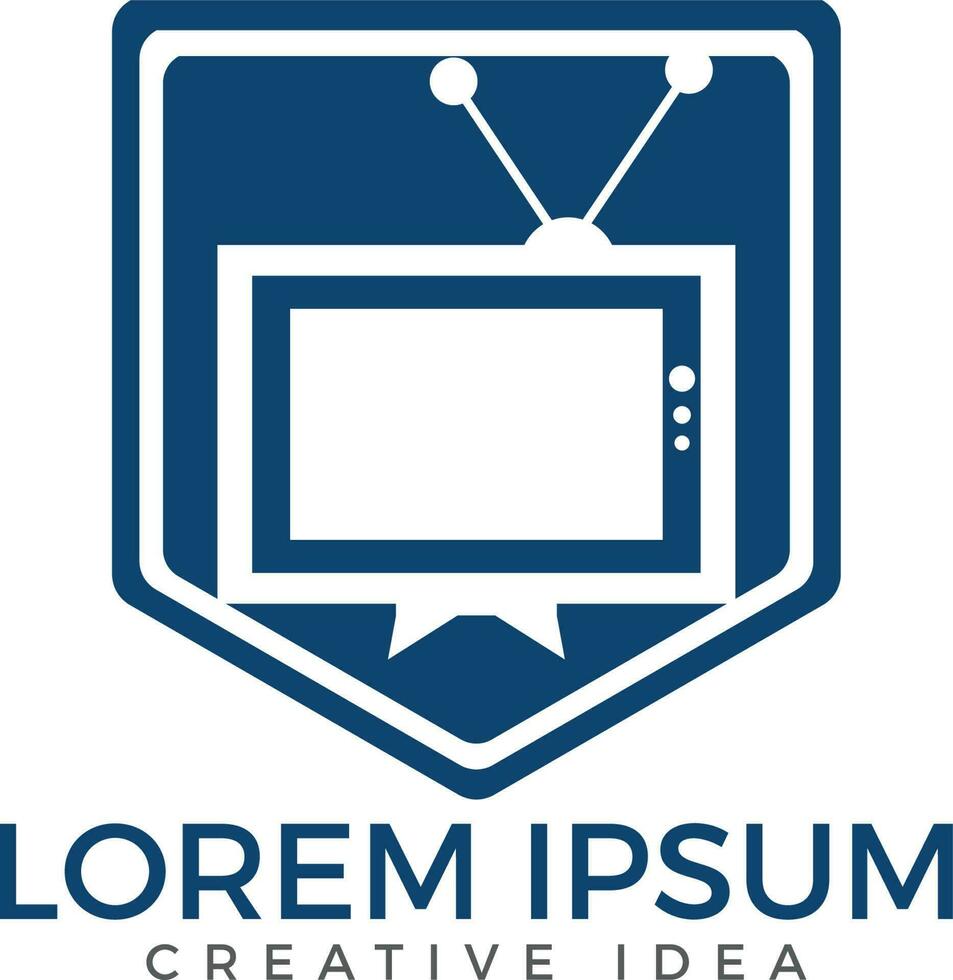 TV media shield logo design. TV Service Logo Template Design. vector