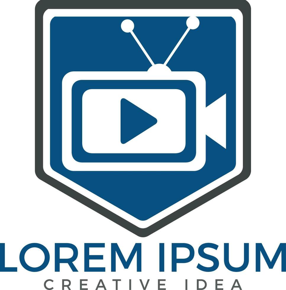 TV media shield logo design. vector