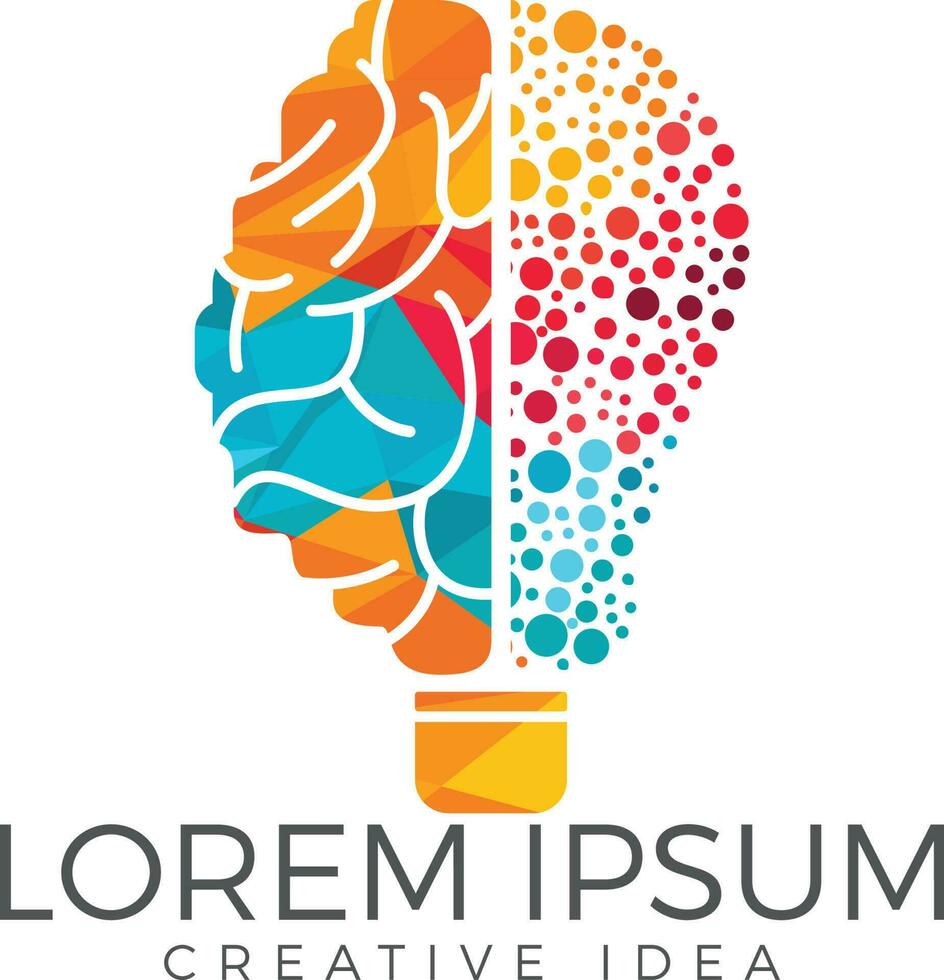 Bulb and brain logo design. Creative light bulb idea brain vector icon.
