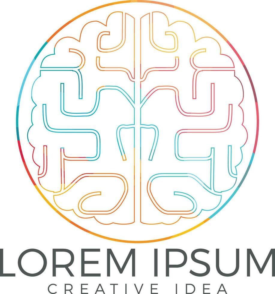 Creative brain logo design. Think idea concept.Brainstorm power thinking brain Logotype icon. vector