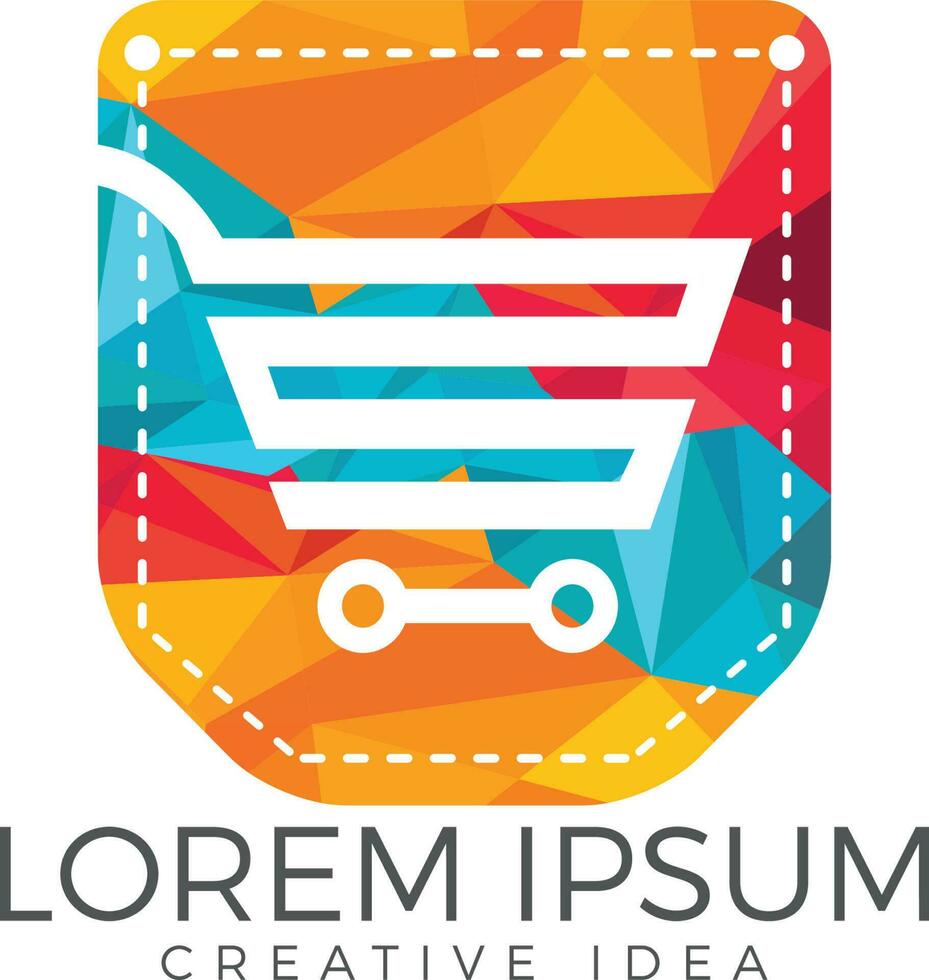 Pocket and shopping cart logo design. Online shopping app icon template. vector