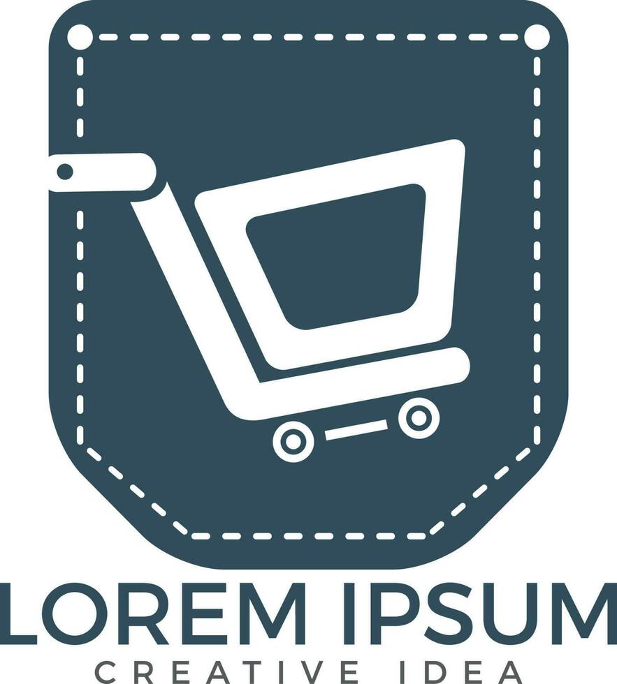 Pocket and shopping cart logo design. Online shopping app icon template. vector