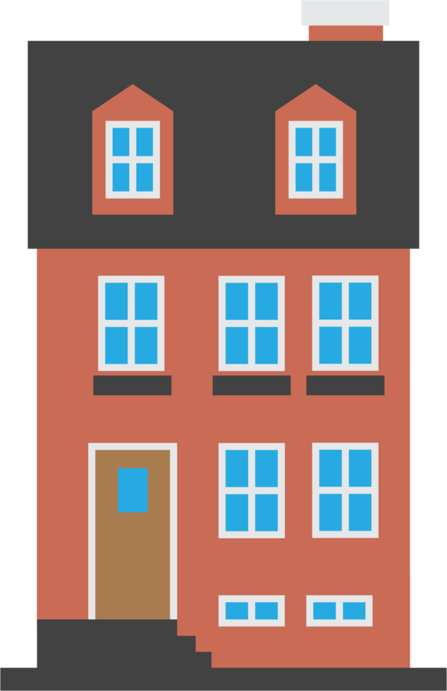 outline drawing house front elevation view. png