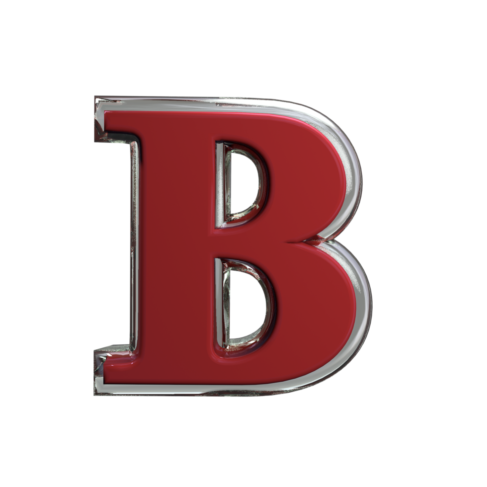 Letter B 3D render Mentle Red color png