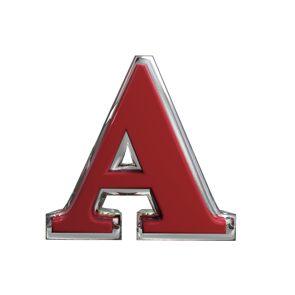 Letter A 3D render Mentle Red color png