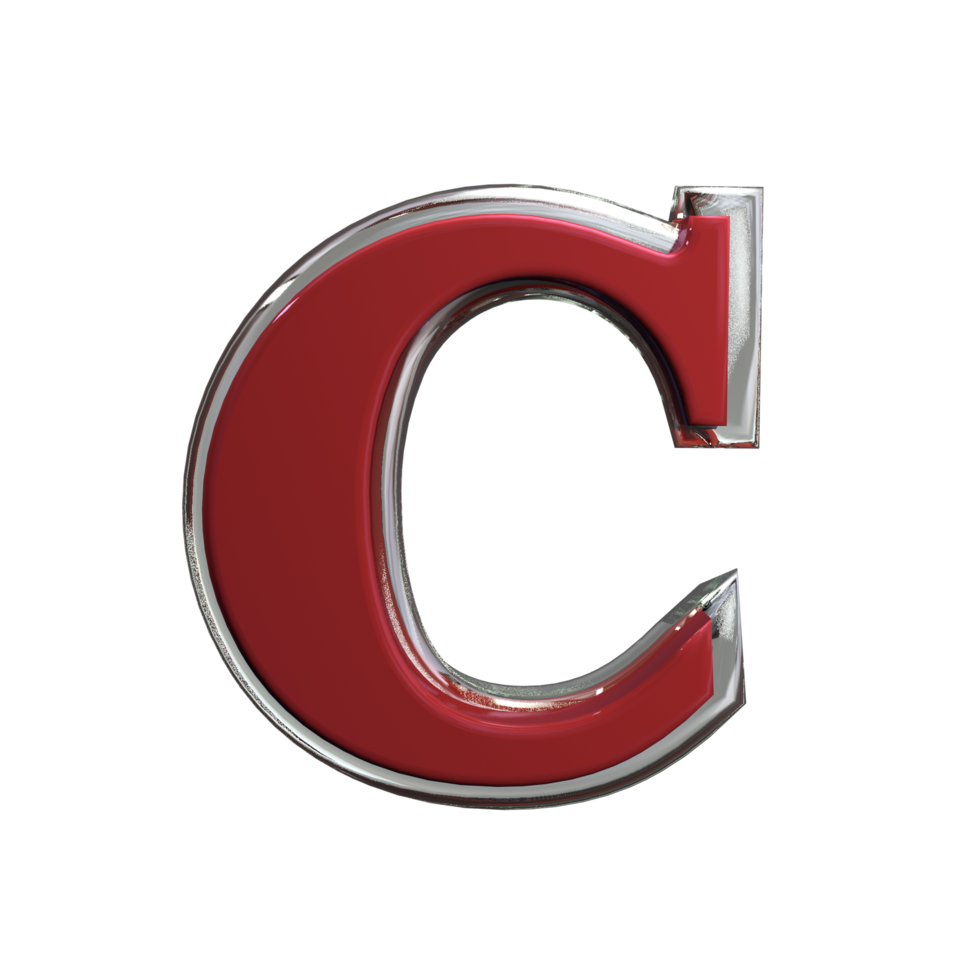 Letter C 3D render Mentle Red color png