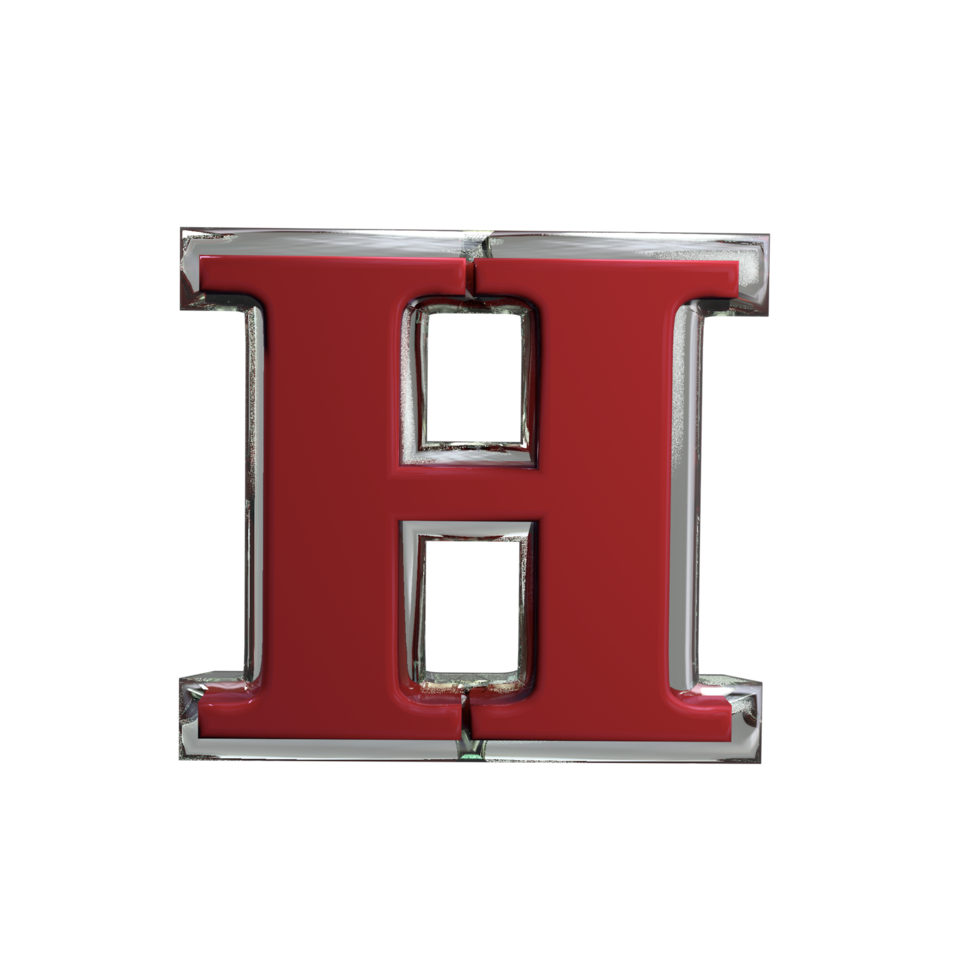 Letter H 3D Render mental red color png