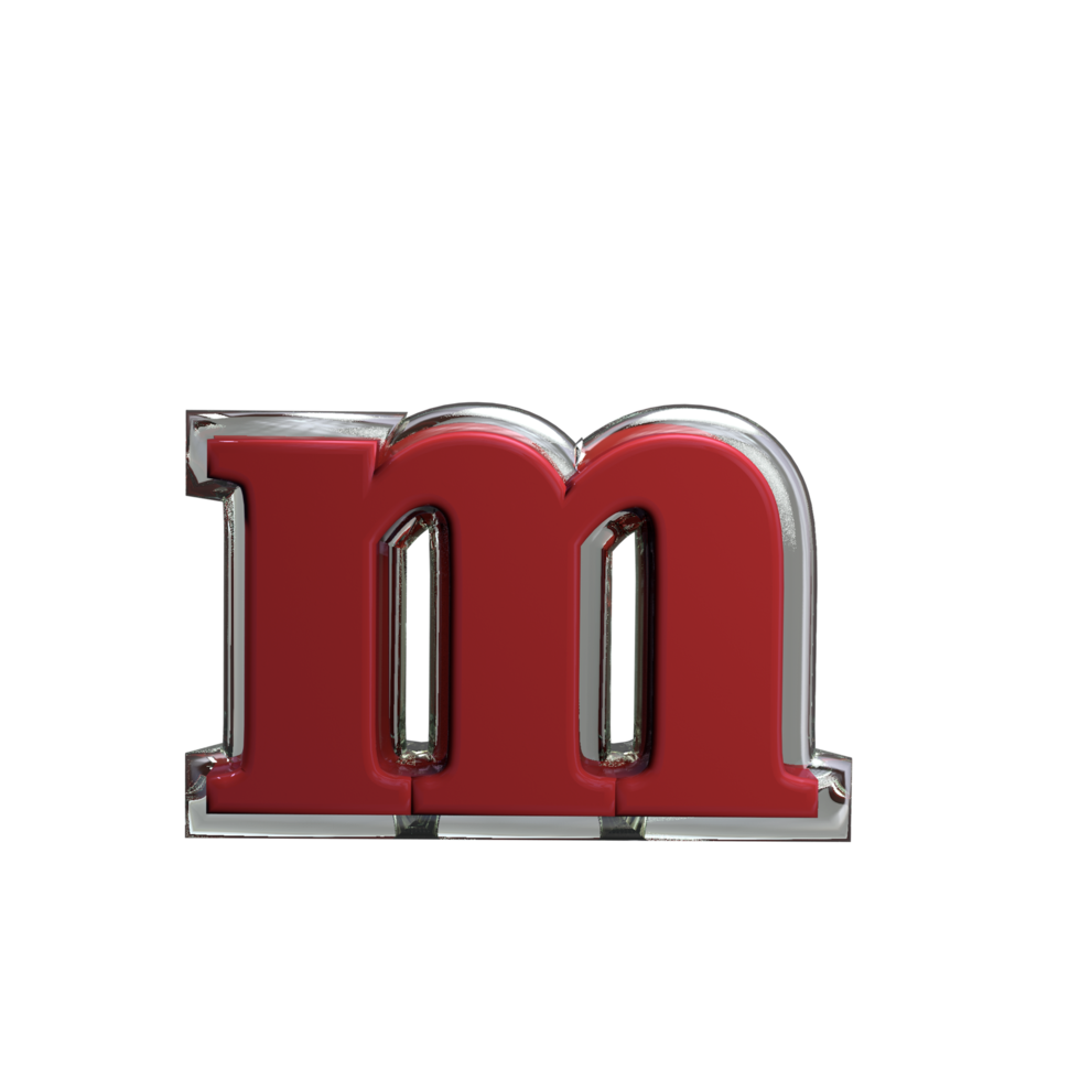 Letter m 3D Rendering Red color png