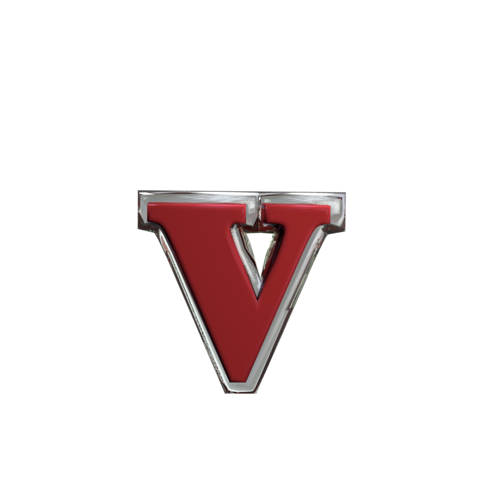 Letter v 3D Rendering Red color 11577359 PNG
