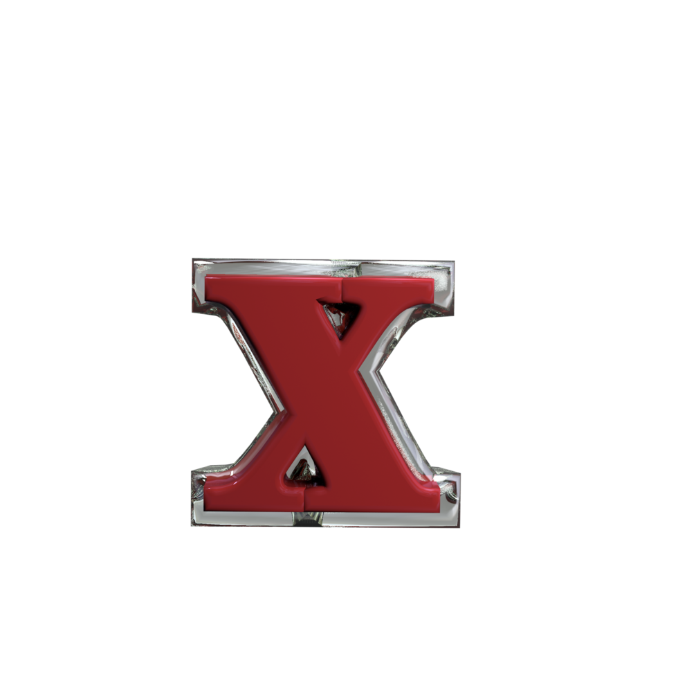 Letter x 3D Rendering Red color png