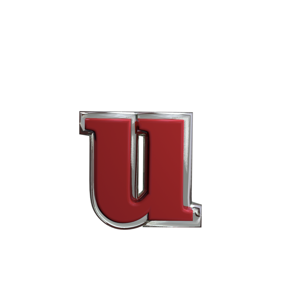 Buchstabe u 3D-Rendering rote Farbe png