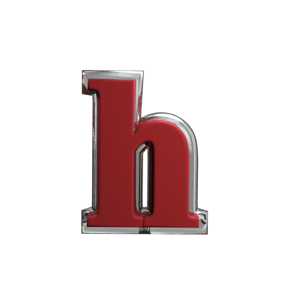 Letter h 3D Rendering Red color png