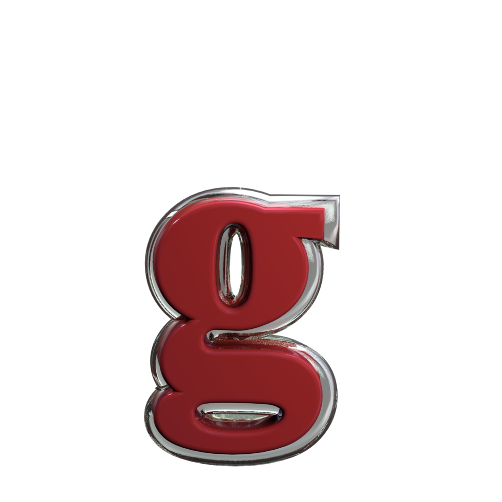 Letter g 3D Rendering Red color png