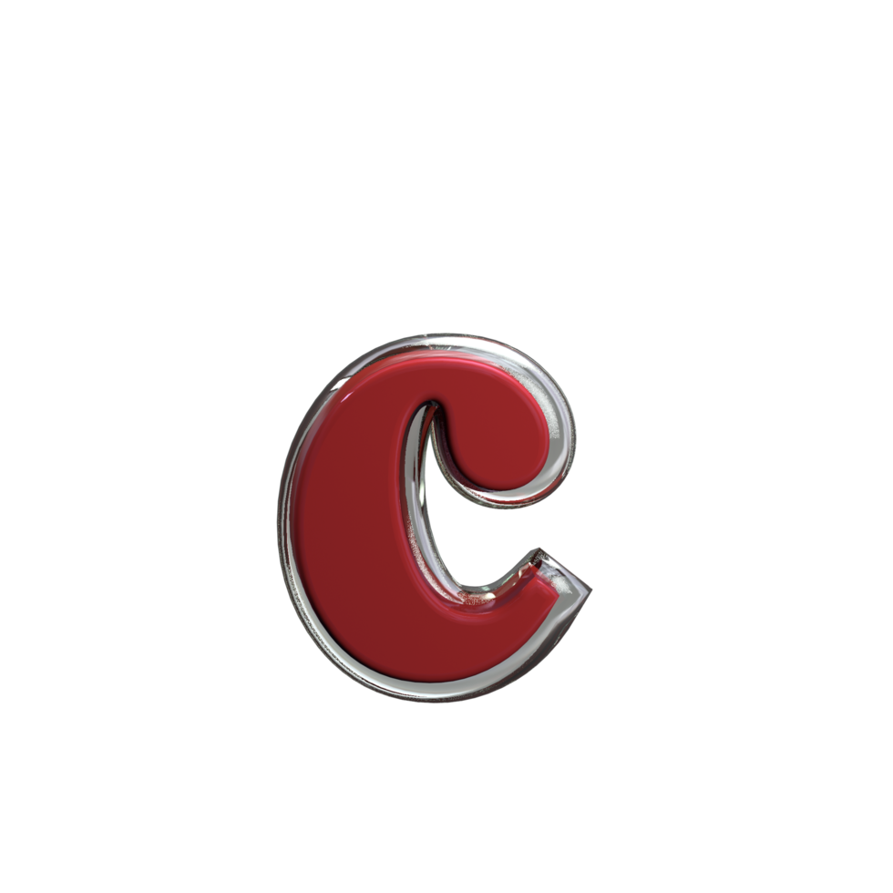 Letter c 3D Rendering Red color png