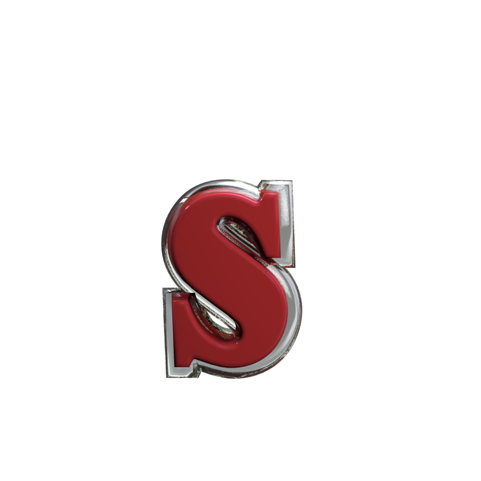 letra s 3d renderizado color rojo png