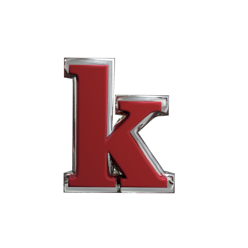 Letter k 3D Rendering Red color png