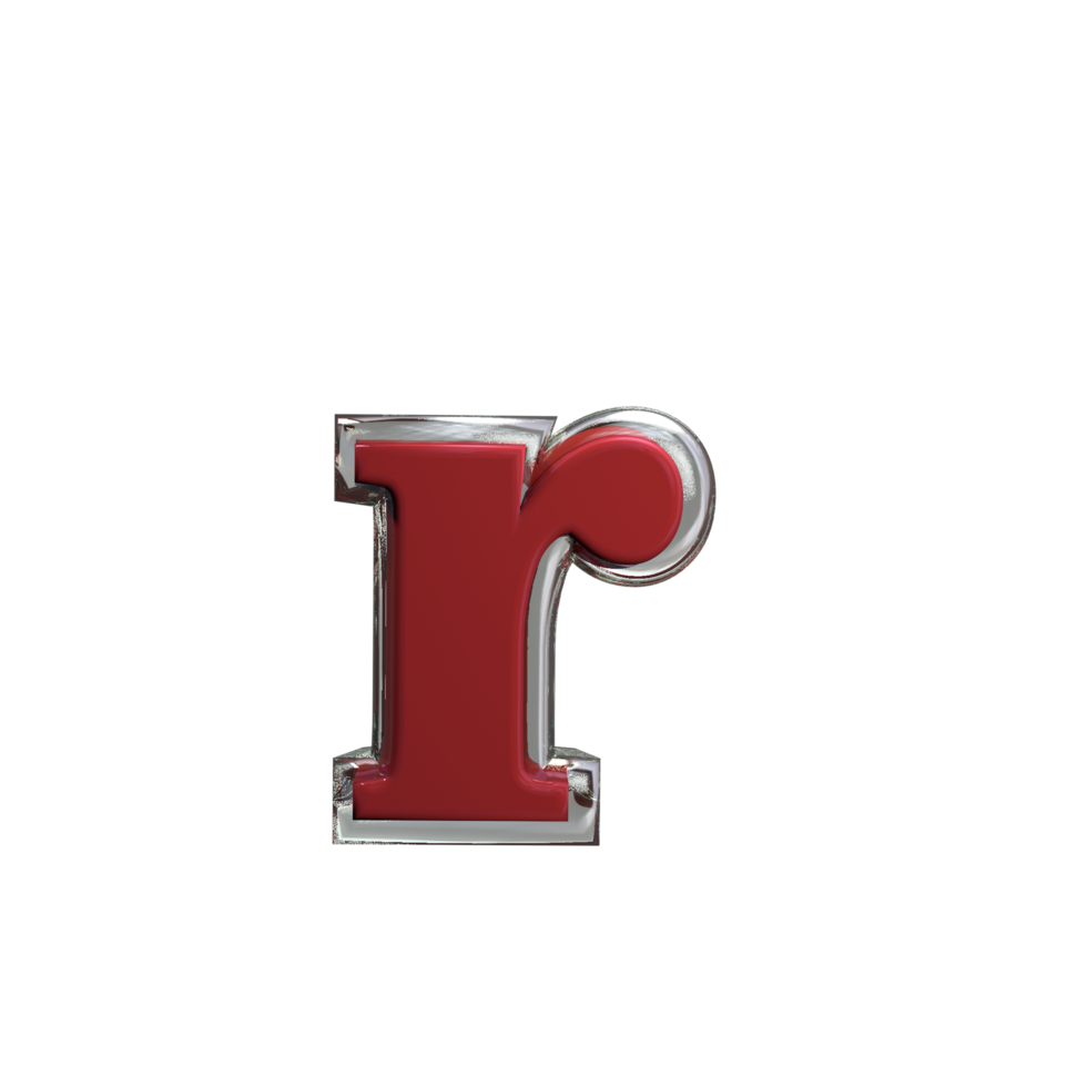 Letter r 3D Rendering Red color png