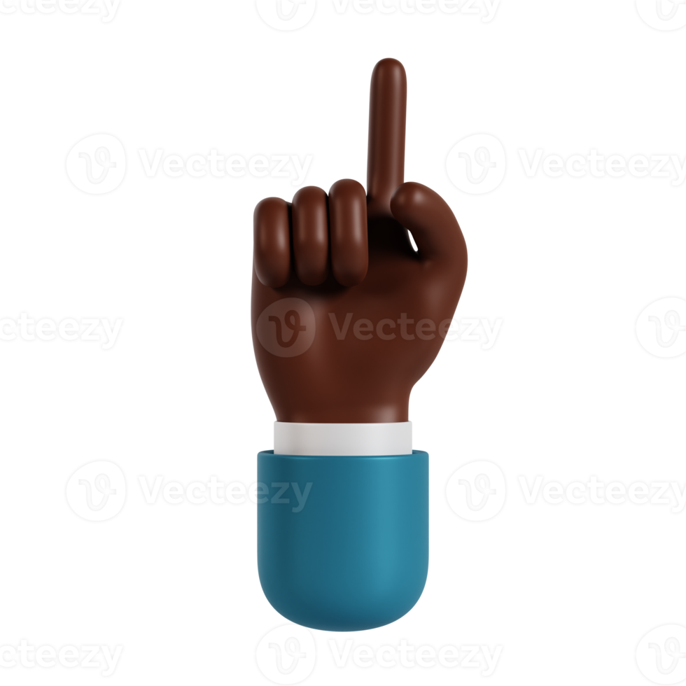 3d hand pointing index up gesture png