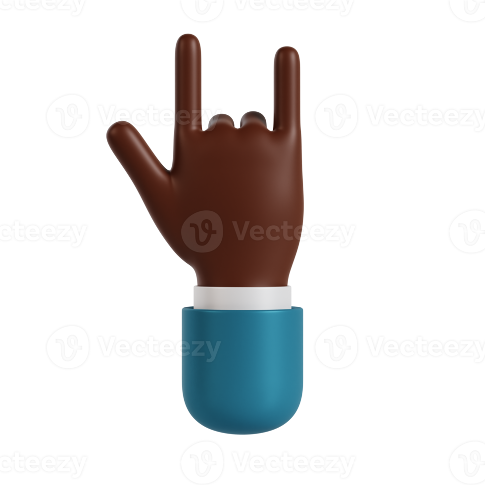 3d hand rock and roll gesture png