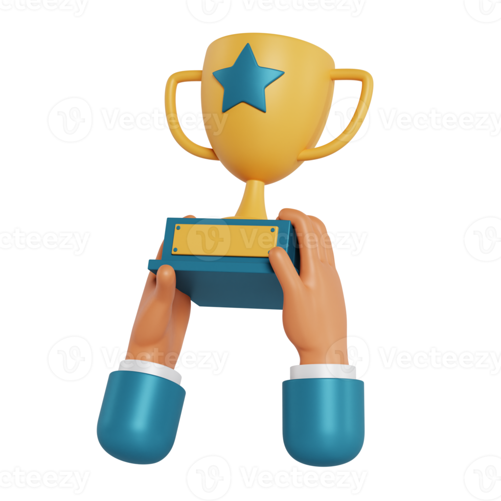 3d hand hold trophy png