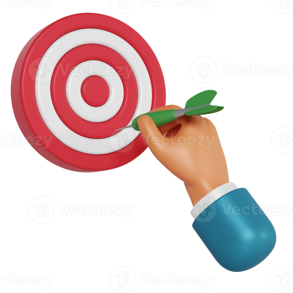 3d hand with bulls eye arrow png