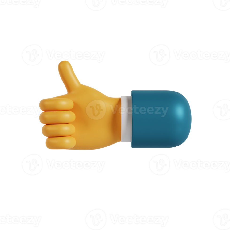 3d hand thumb up gesture png