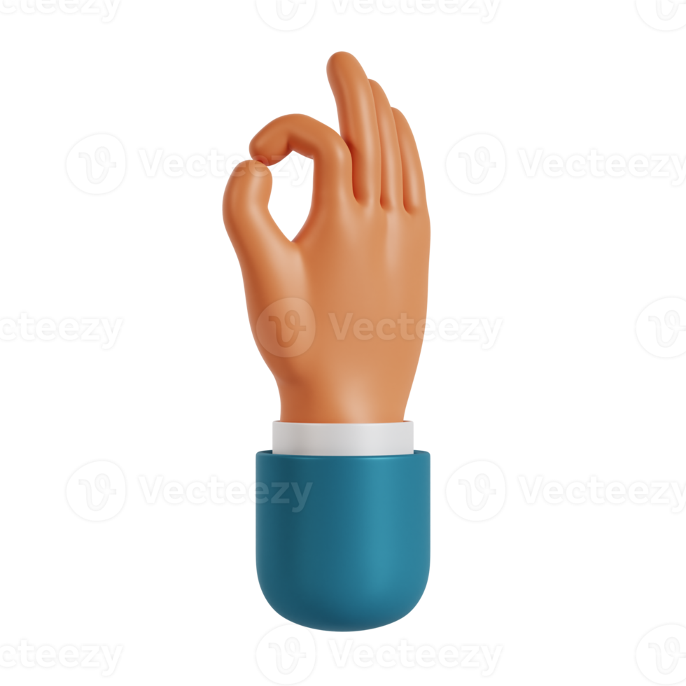 3d hand okay gesture png