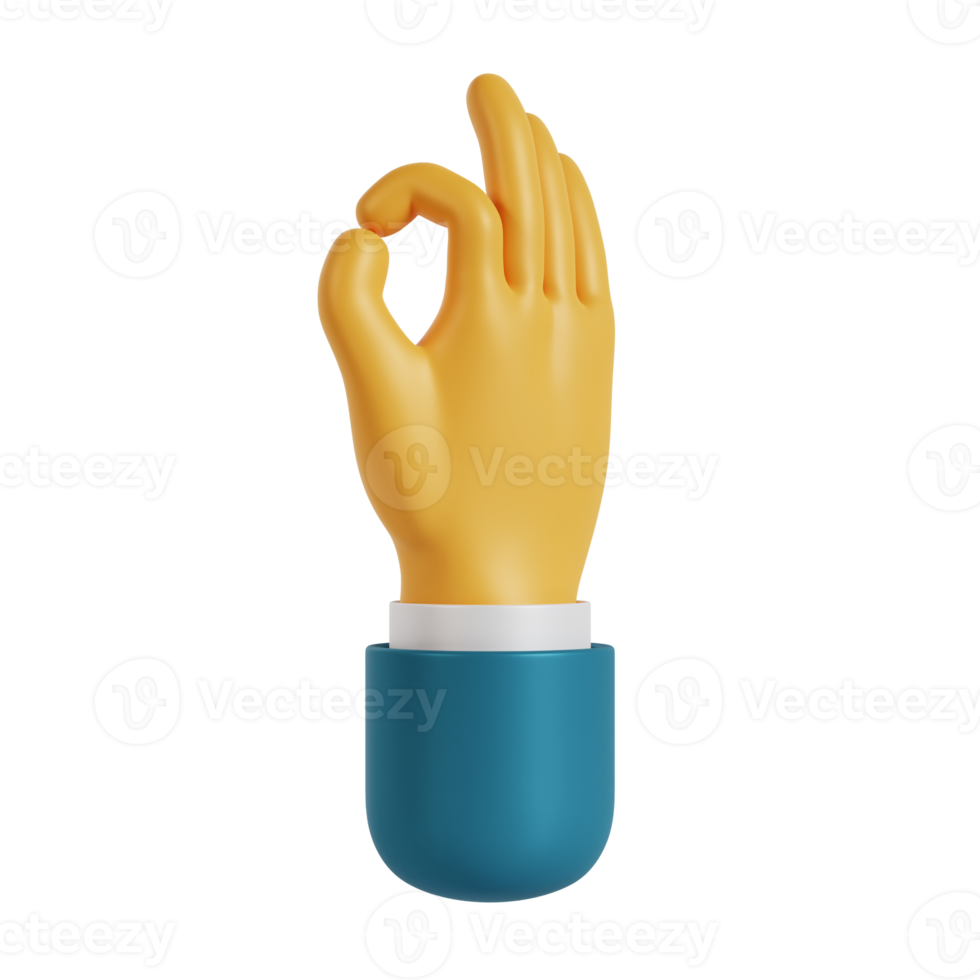3d hand okay gesture png