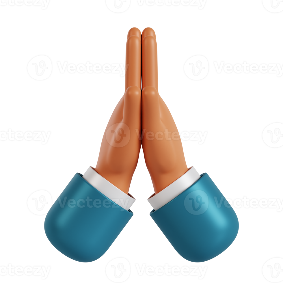 3d hand pray gesture png