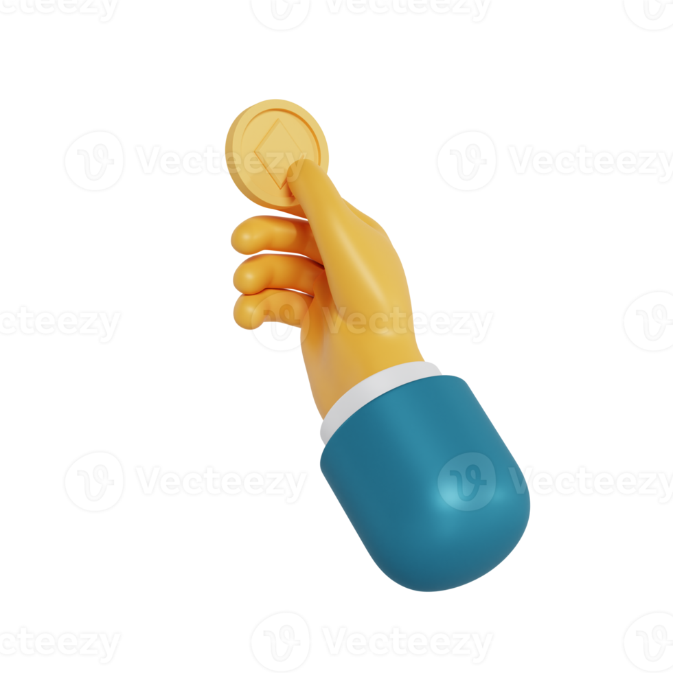 3d hand hold coin png