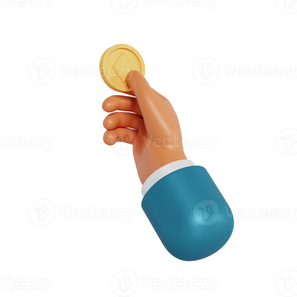 3d hand hold coin png