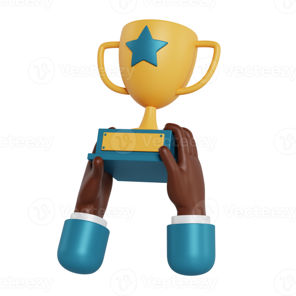 3d hand hold trophy png