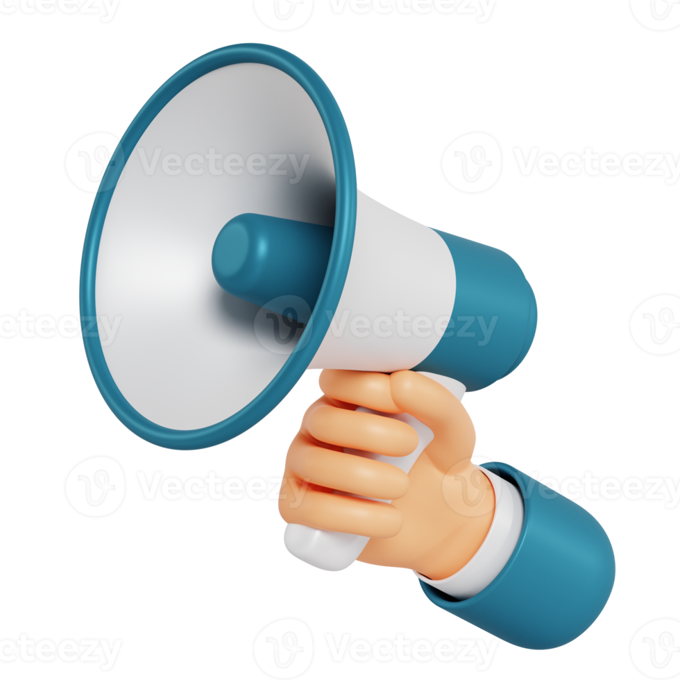 3d hand hold megaphone png