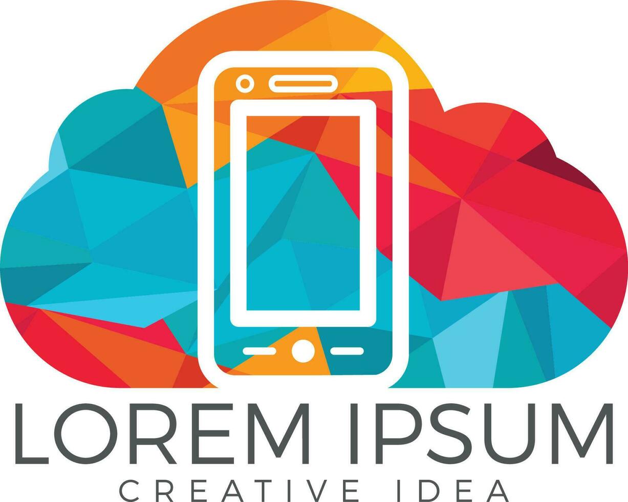 Cloud and Mobile phone logo design. Digital storage and computing service concept. vector