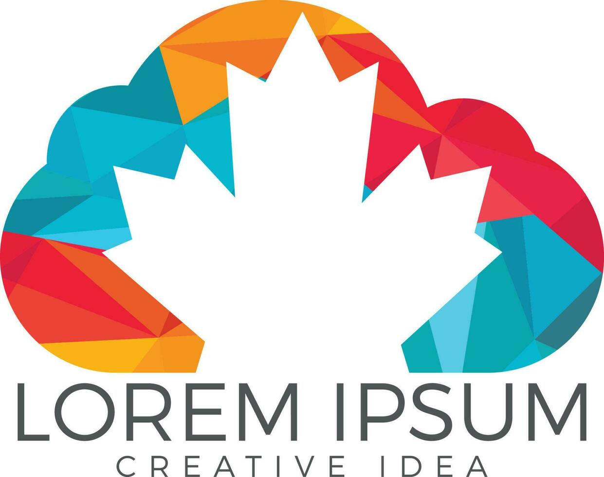 Cloud and Maple leaf Canada logo design. vector