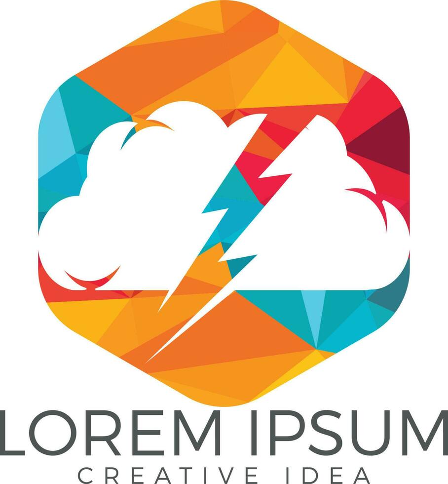 Thunder and cloud logo design. Cloud and Lightning logo design. vector