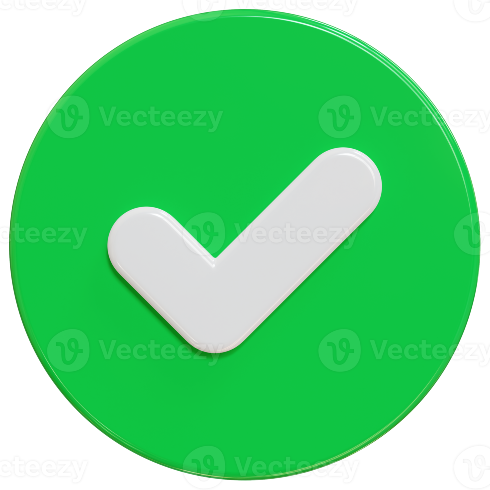 3D rendering of checkmark icon true choice png