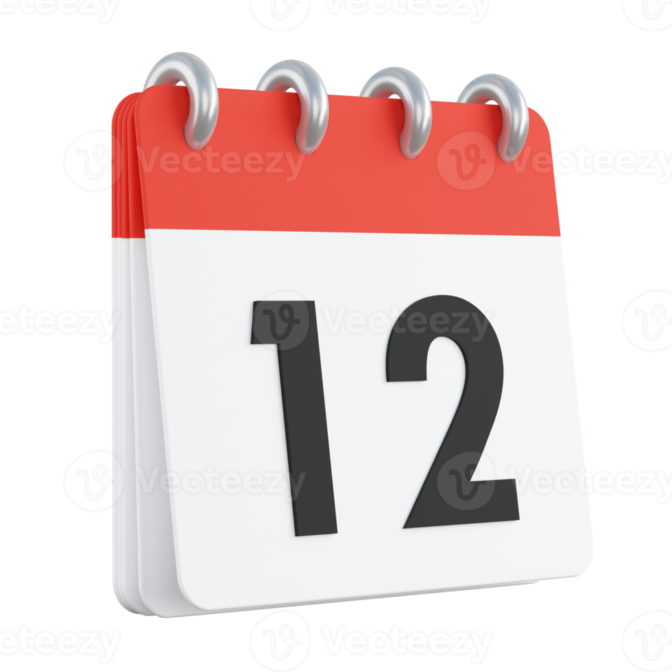 12 On 3D Render Of Calendar 11577746 PNG 12-on-3d-render-of-calendar-11577746-png