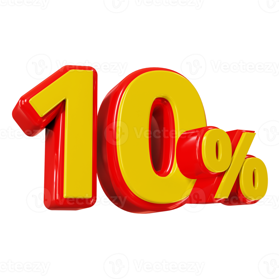 3D render of 10 percent discount for marketing and sale 11577759 PNG