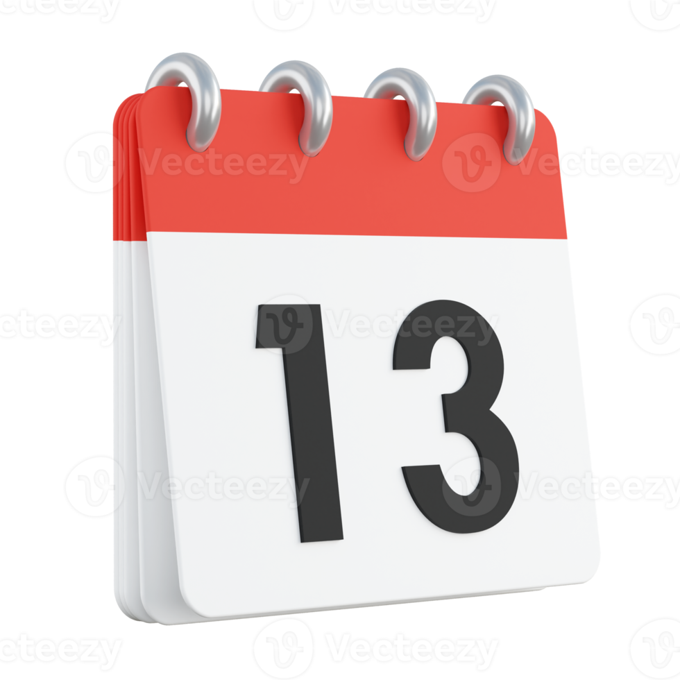 13 Aan 3d geven van kalender png