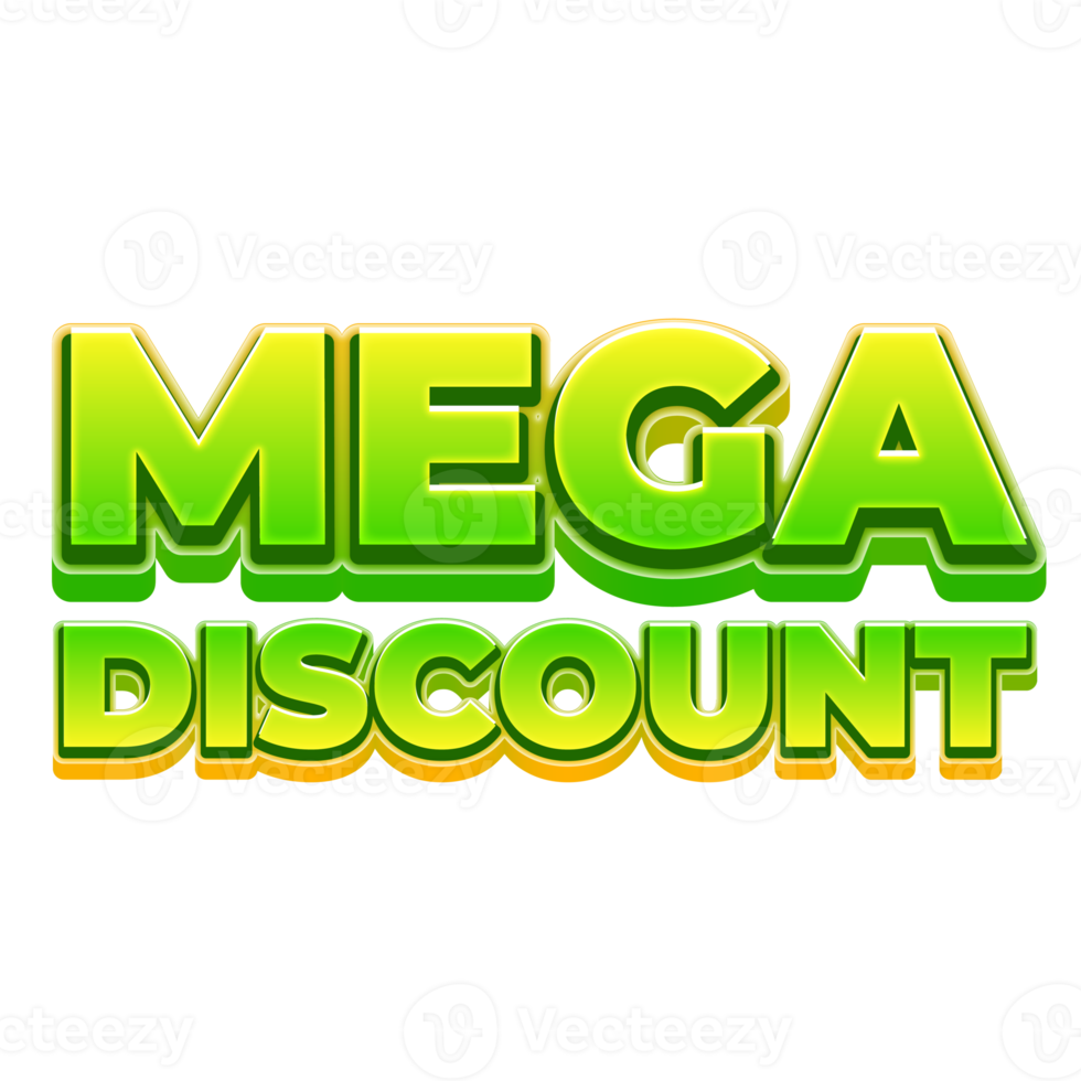 Mega Discount 3D Marketing Label Text png