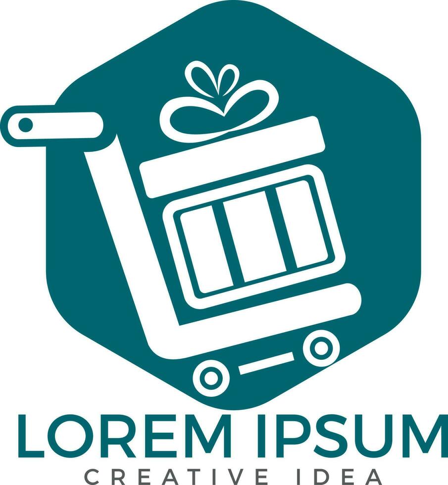 Shop And Shopping Gift Logo Design. Gift delivery sign. vector