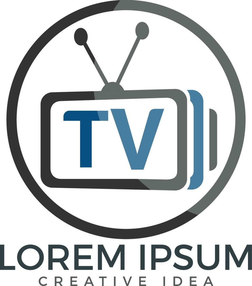 Letter TV logo design. TV media logo design concept template. vector