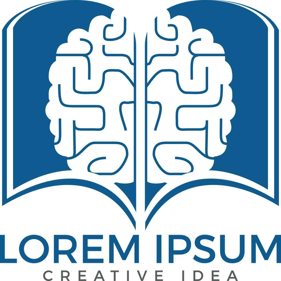Book brain logo design. Educational and institutional logo design. vector