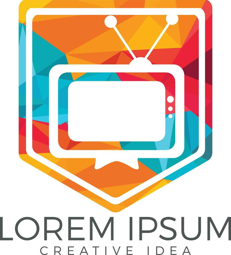 TV media shield logo design. TV Service Logo Template Design. vector