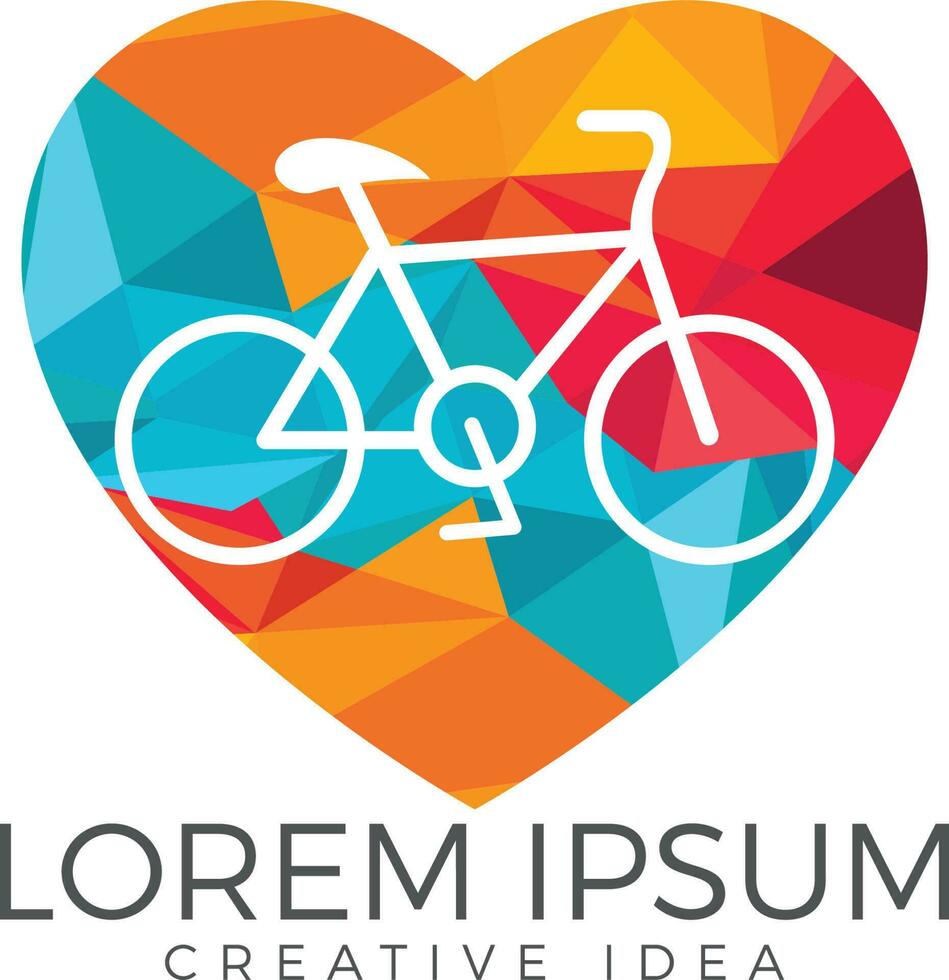 Bicycle and heart logo design. Love my bike label template design. vector