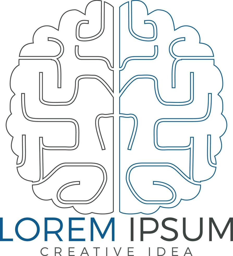 Creative brain logo design. Think idea concept.Brainstorm power thinking brain Logotype icon. vector
