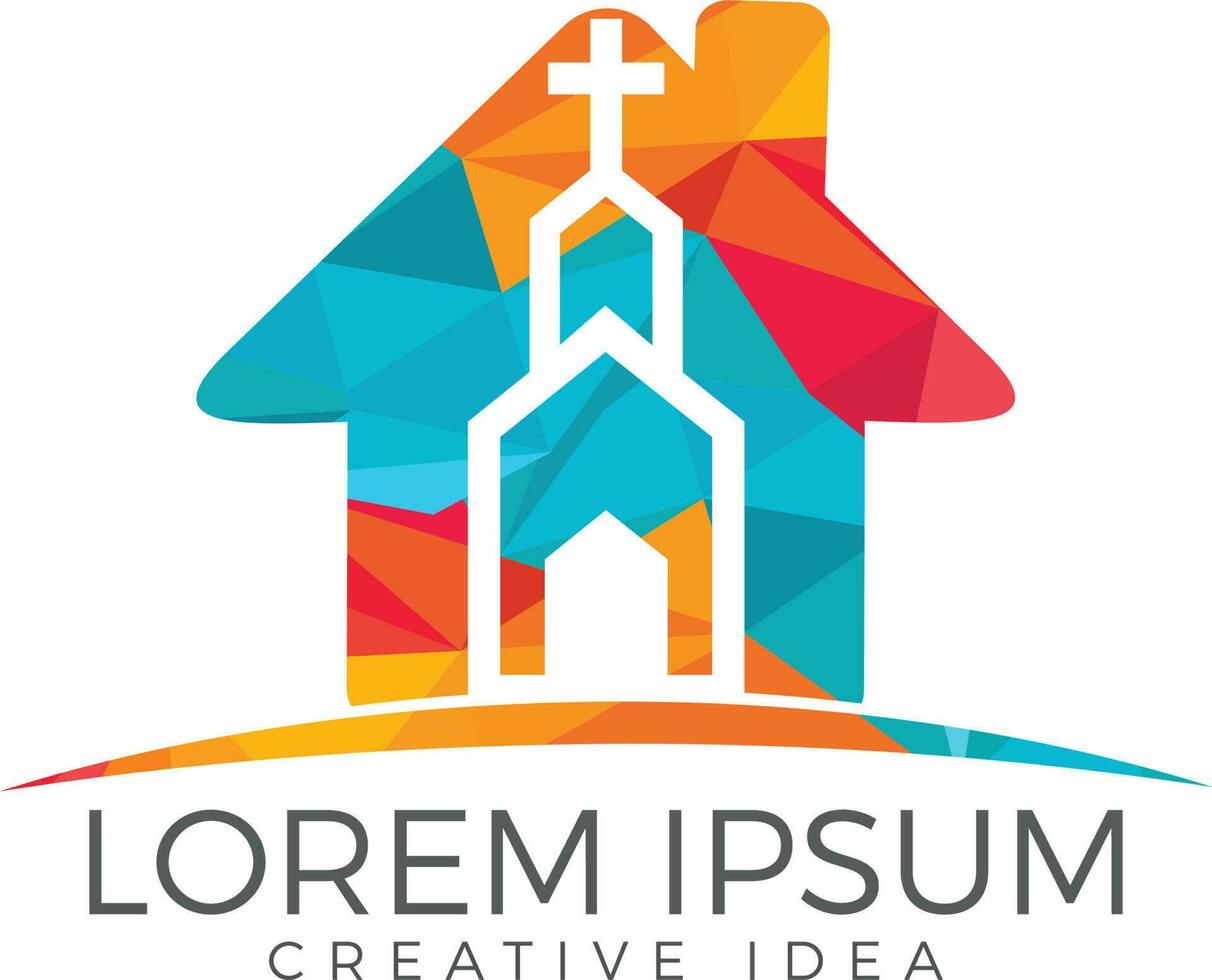 diseño del logotipo del edificio de la iglesia. logotipo de plantilla para iglesias y organizaciones cristianas cruzadas. vector