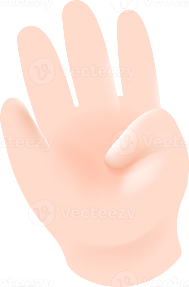 Sign language hand signal 3d PNG