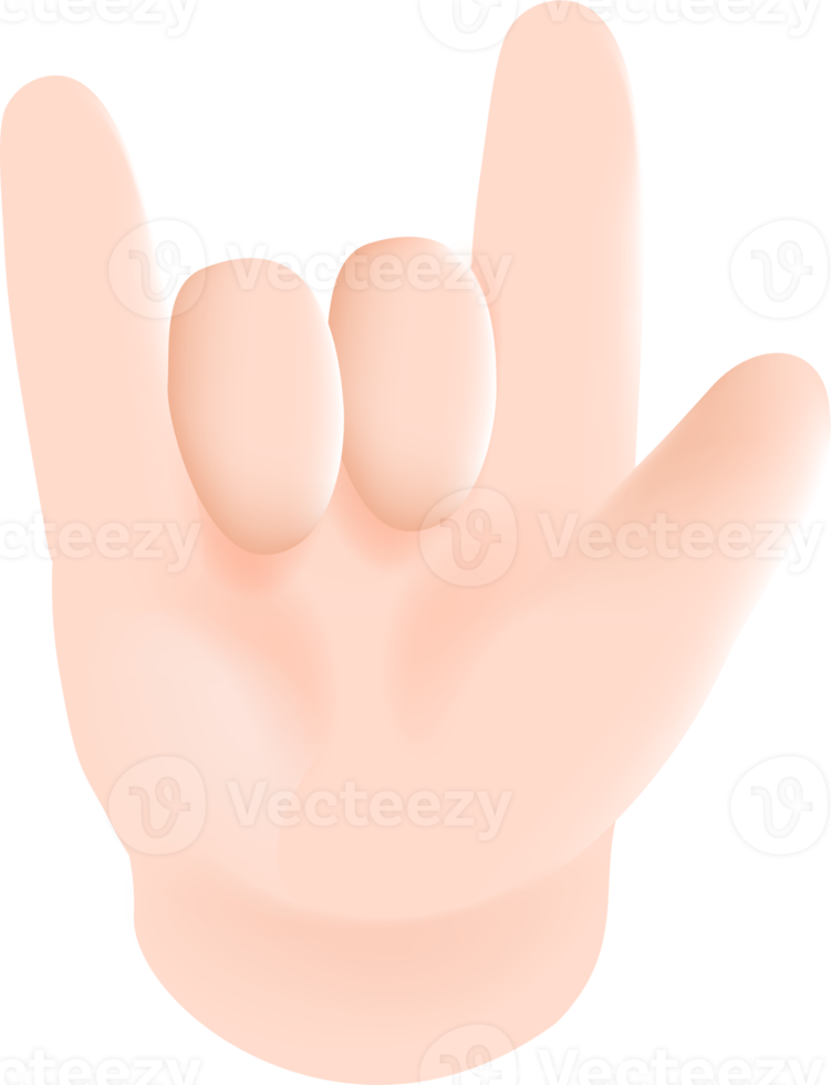 Sign language hand signal 3d PNG